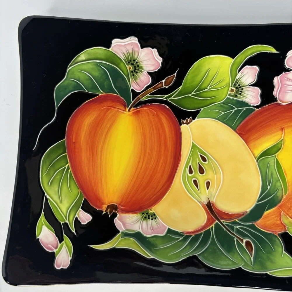 Blue Sky Jeanette J McCall Apple Blossoms Plate Tray 2004 Raised‎ Relief Outline